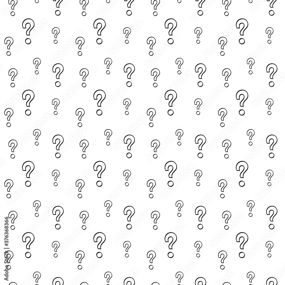 Question mark seamless pattern. Outline hand drawn objects on white background. Vector illustration.
