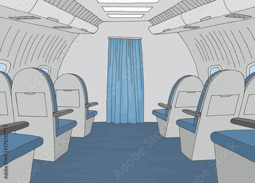 Aircraft interior graphic color sketch illustration vector