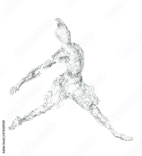 silhouette of a person dancing ballet pas. pencil sketch 