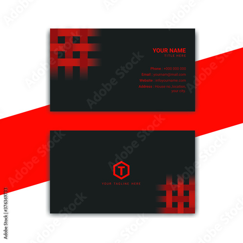 Black and red unique business card template