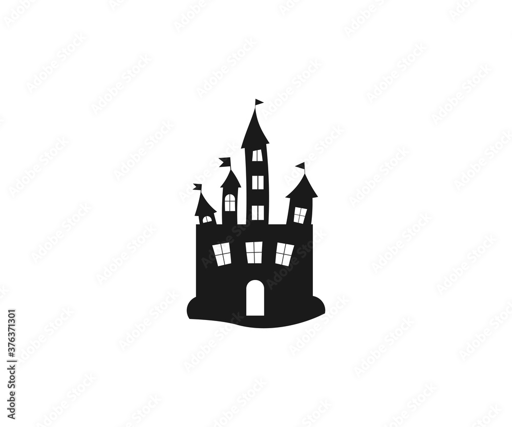 Castle, halloween, horror icon. Vector illustration, flat design.