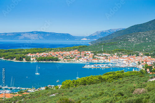 Fototapeta Naklejka Na Ścianę i Meble -  Panoramic view of the town of Cres on the Island of Cres in Croatia
