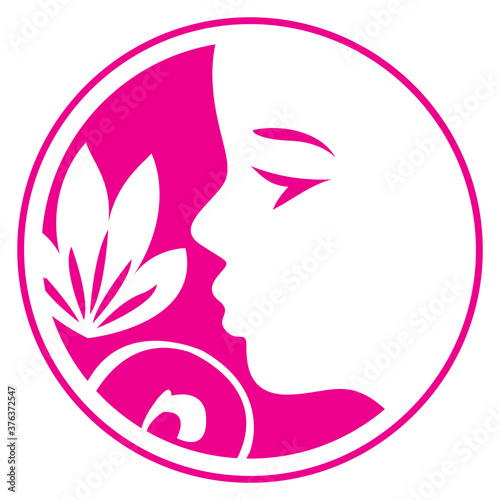 Baby face and flower logo. For a pediatrician  kindergarten  children s club.