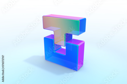 A transparent object. Geometric shapes. 3D rendering abstract.