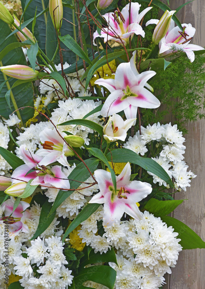 Floral arrangement of fresh flowers.