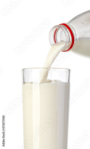Stampa su tela pouring milk from the bottle into a glass