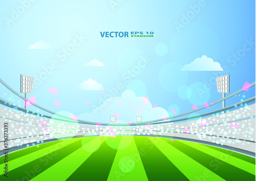 Football Arena. Sports stadium with lights background.  eps 10