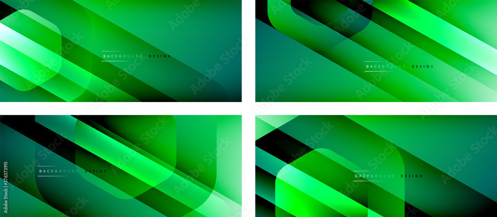 Set of hexagon geometric shapes and fluid gradients with 3d shadow and light straight lines, minimal abstract backgrounds Set of hexagon geometric shapes and fluid gradients with 3d shadow and light straight lines, minimal abstract backgrounds