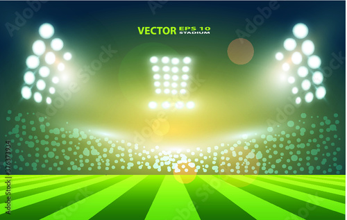 Football Arena. Sports stadium with lights background.  eps 10