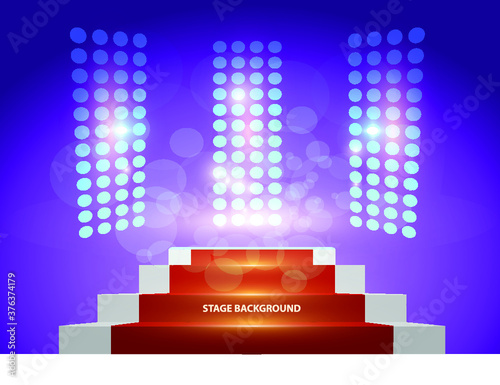 scene illumination show, bright lighting with spotlights, floodlight disco vector illustration