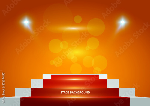 scene illumination show, bright lighting with spotlights, floodlight disco vector illustration