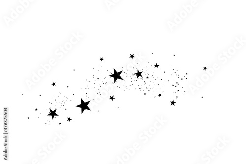 Stars on a white background. Black star shooting with an elegant star.Meteoroid, comet, asteroid, stars.