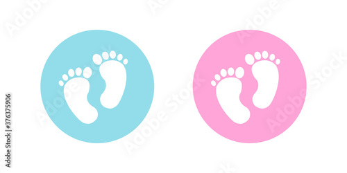Footprint of girl and boy icon vector.