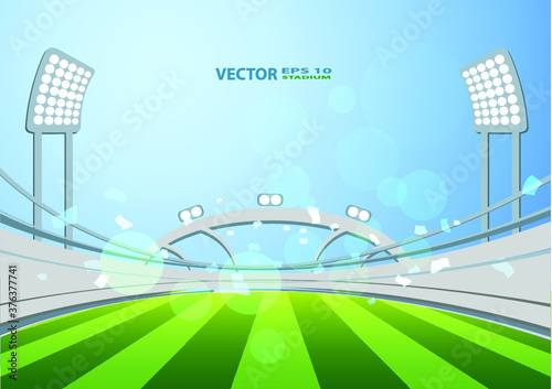 Sports stadium with lights, Vector eps 10