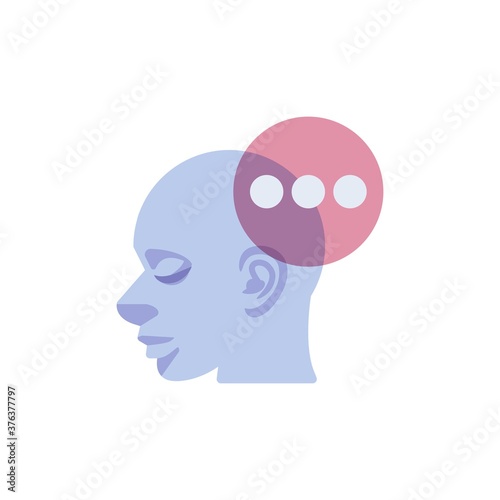 Human head with speech bubble flat icon, vector sign, thinking man colorful pictogram isolated on white. Symbol, logo illustration. Flat style design