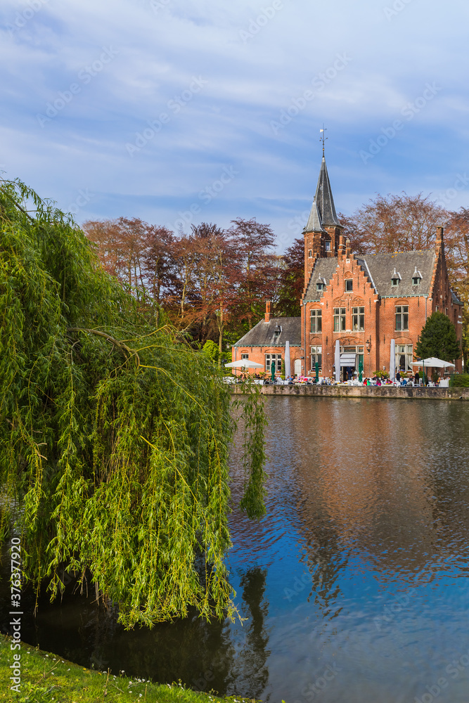 Minnewater castle in Brugge Belgium