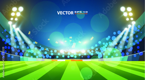 Sports stadium with lights, Vector eps 10