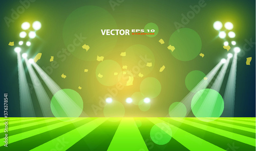 Sports stadium with lights, Vector eps 10