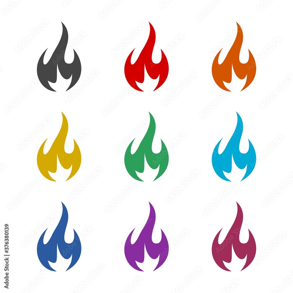 Fire flame icon, color set Fire flame icon, color set
