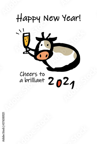 New Year's Card Of Cheers With Champagne