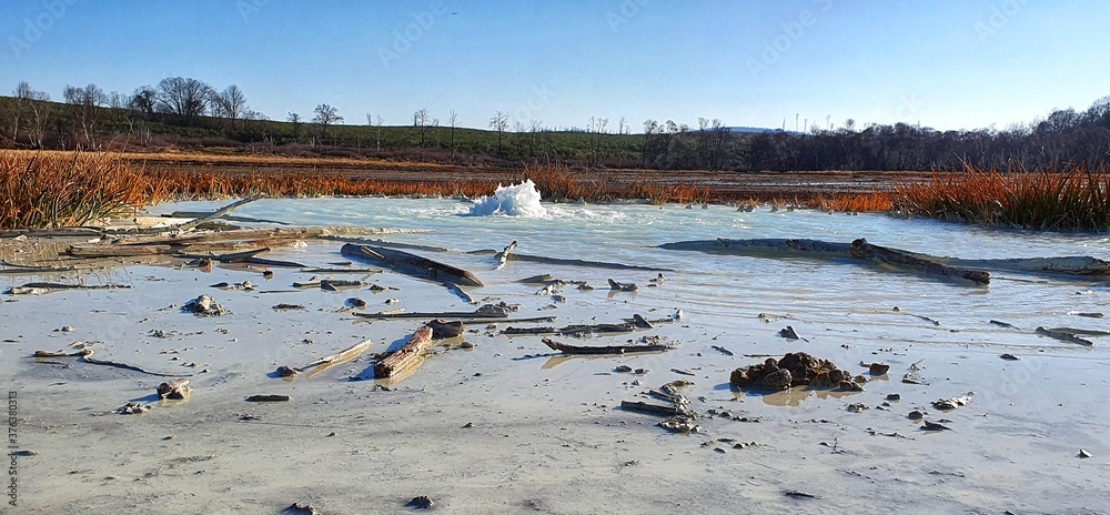 Obraz premium Sulphureum geyser in the Caldara of Manziana (Rome), Italy