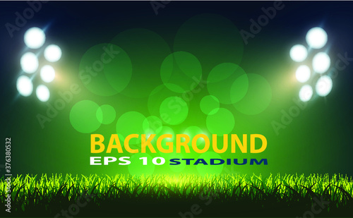 Sports stadium with lights, eps 10 Vector Illustration.