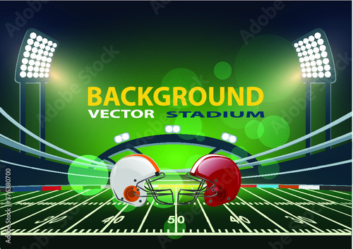 American football arena field with bright stadium lights design.