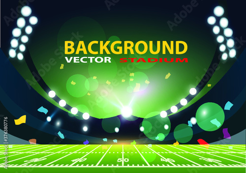 American football arena field with bright stadium lights design.