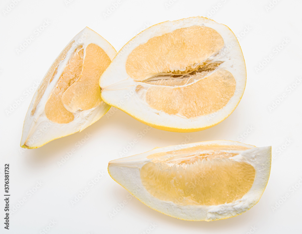 pomelo pulp on a white background