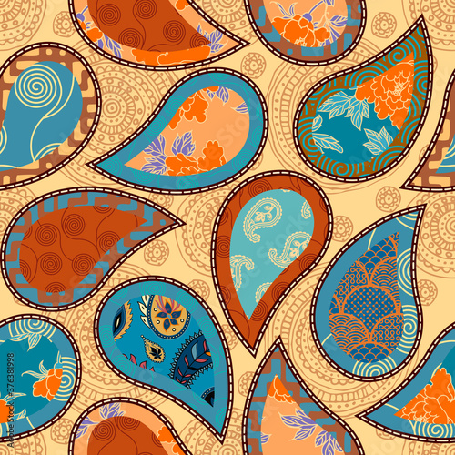 Patchwork textile pattern. Seamless quilting design background.