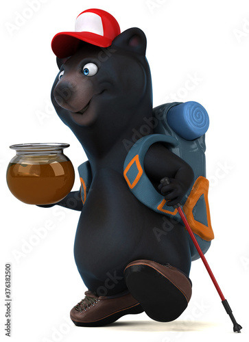 Fun 3D bear backpacker cartoon character
