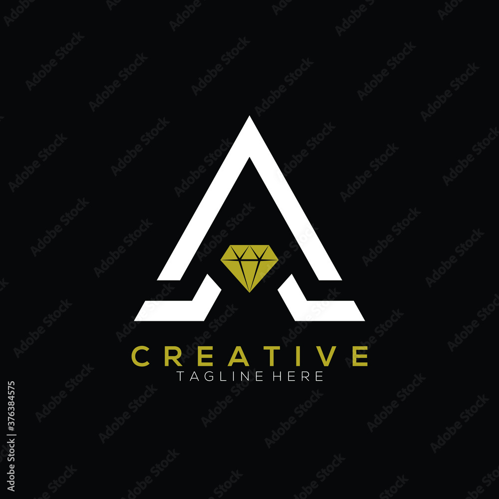 Elegant white letter A diamond jewellery logo Elegant white letter A diamond jewellery logo