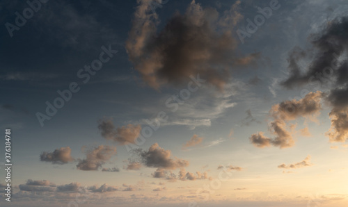 Beautiful cloudy sky in sunset time / background texture / nature sky