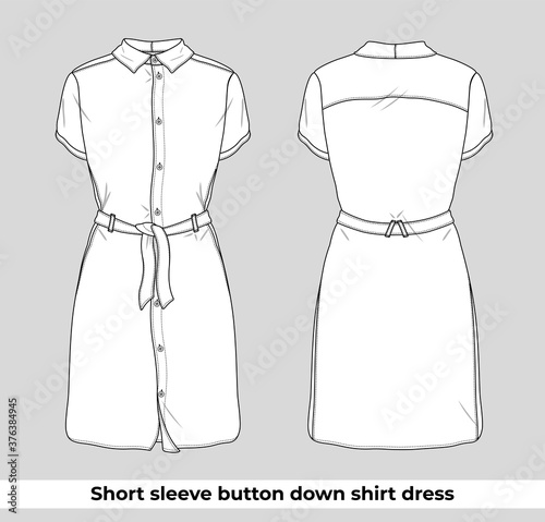 Short sleeve button down shirt dress