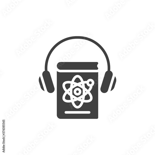 Physics e-book vector icon. filled flat sign for mobile concept and web design. Physics lesson audio book glyph icon. E-learning symbol, logo illustration. Vector graphics