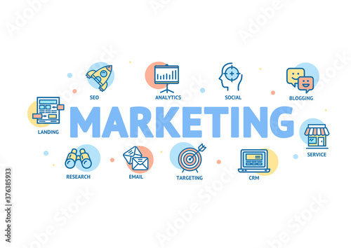 Marketing Concept with Thin Line Icons. Vector