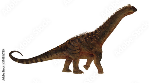 Alamosaurus dinosaur walking isolated in white background - 3D render