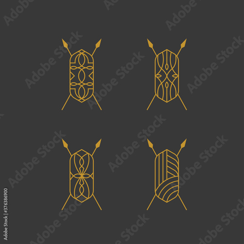 Native shield logo icon design template premium vector