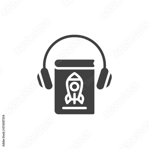 Astronomy e-book vector icon. filled flat sign for mobile concept and web design. Astronomy lesson audio book glyph icon. E-learning symbol, logo illustration. Vector graphics