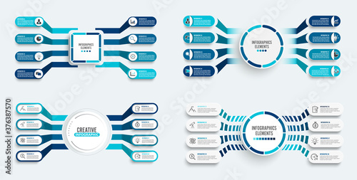 Set vector infographic template with 3D paper label, integrated circles. Business concept with 8 options. For content, diagram, flowchart, steps, parts, timeline infographics, workflow, chart.