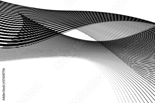 Swirled stripes vector geometric abstract background. Curve line spiral swirl wave motion shape. Black isolated on white