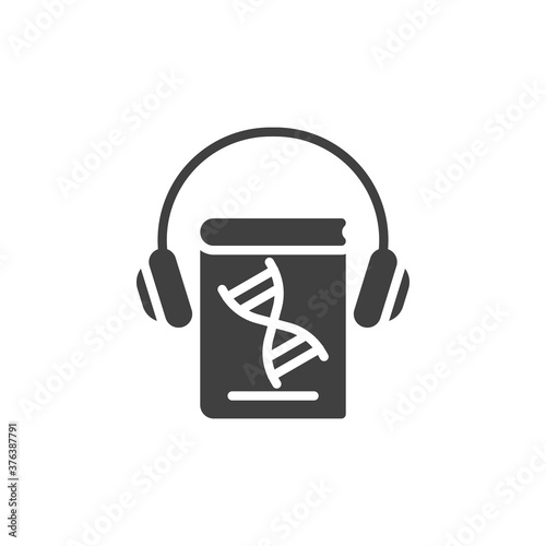 Genetic science e-book vector icon. filled flat sign for mobile concept and web design. Biology lesson audio book glyph icon. E-learning symbol, logo illustration. Vector graphics