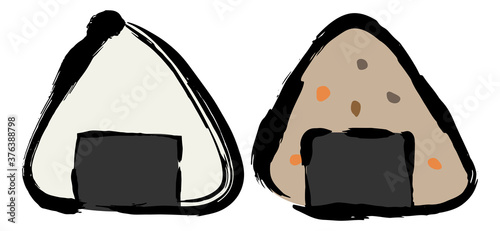 おにぎり　おむすび　筆　イラスト　日本食