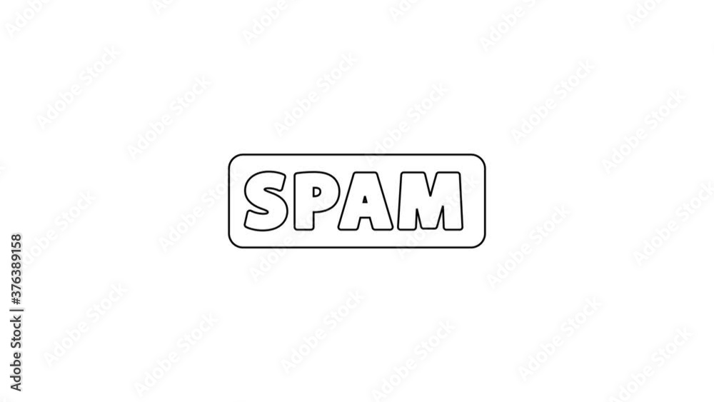 Black line Spam icon isolated on white background. 4K Video motion graphic animation.