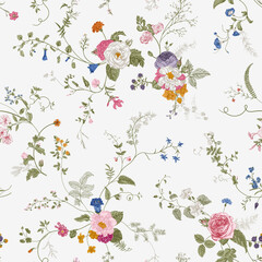 Wandcirkels Bloemen patronen Victoriaans bloemenpatroon kleurrijk vintage  © OlgaKorneeva