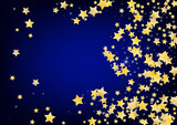 Gold Shiny Stars Vector Blue Background. Magic 