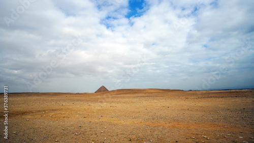 Far view Red Pyramid from Bent pyramid showing landmark architecture on desert landscape