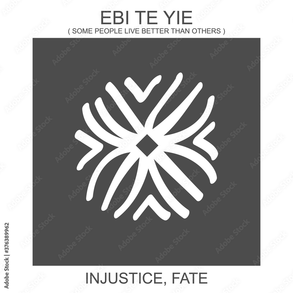 vector icon with african adinkra symbol Ebi Te Yie. Symbol of injustice and fate
