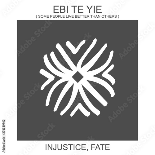 vector icon with african adinkra symbol Ebi Te Yie. Symbol of injustice and fate
