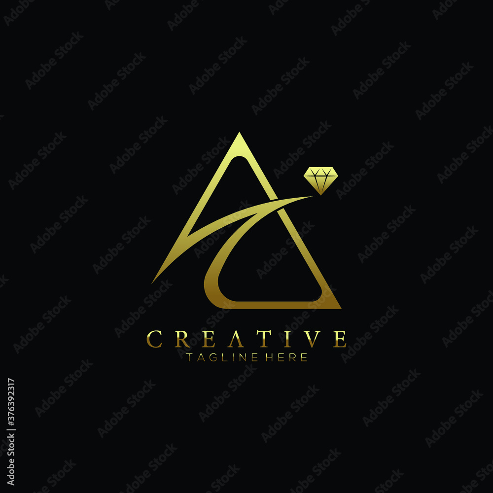 Luxury gold letter A diamond jewellery logo Luxury gold letter A diamond jewellery logo